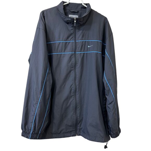 Nike Vtg Mens Sz XXL Gray & Blue Full Zip Windbreaker Jacket Gray Tag Logo - Picture 1 of 7